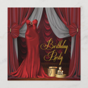 Womans Ruby Red Gold Birthday Party Kaart