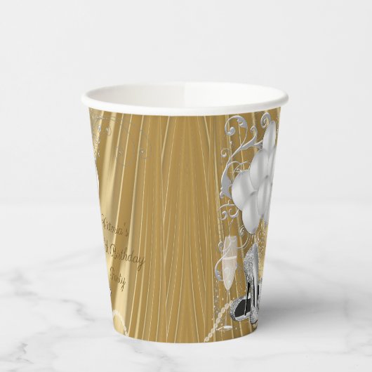 Womans Silver Gold Birthday Paper Cups Papieren Bekers (Links)