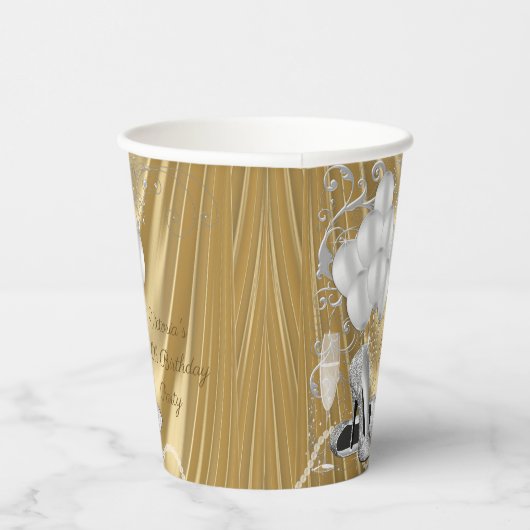 Womans Silver Gold Birthday Paper Cups Papieren Bekers (Rechts)