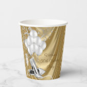 Womans Silver Gold Birthday Paper Cups Papieren Bekers (Voorkant)