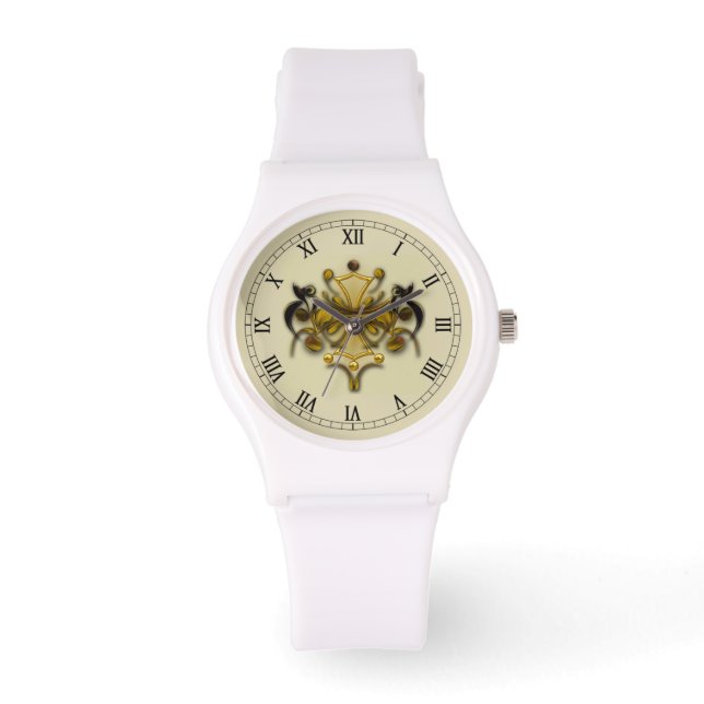 Woman's Sporty White Silicon Watch Horloge (Voorkant)