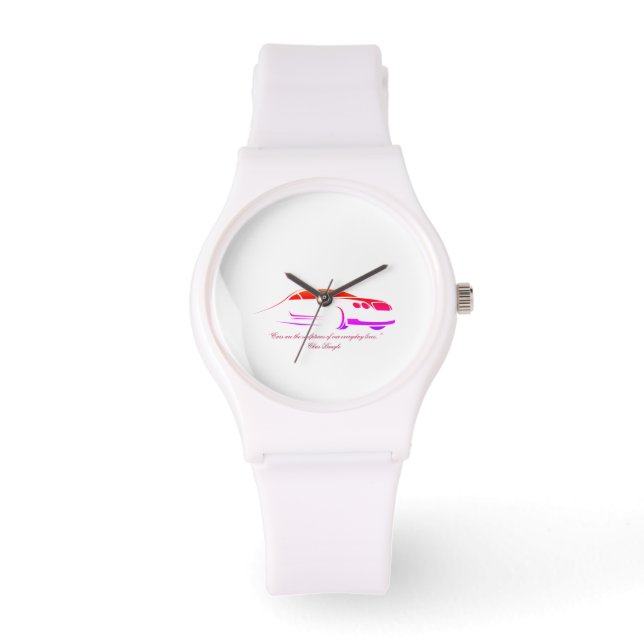 Woman's Sporty White Silicon Watch Horloge (Voorkant)