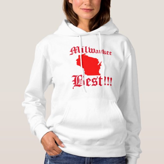 Womans White en Red Milwaukee Hoddie Hoodie (Voorkant)