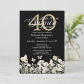 Woman's White Wildflower Surprise 40th Birthday Kaart (Staand voorkant)