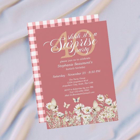 Woman's White Wildflower Surprise 40th Birthday Kaart