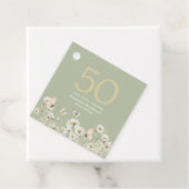 Woman's White Wildflower Verrassing 50ste verjaard Bedankjes Labels (In situ)