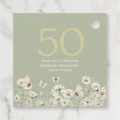 Woman's White Wildflower Verrassing 50ste verjaard Bedankjes Labels (Achterkant)