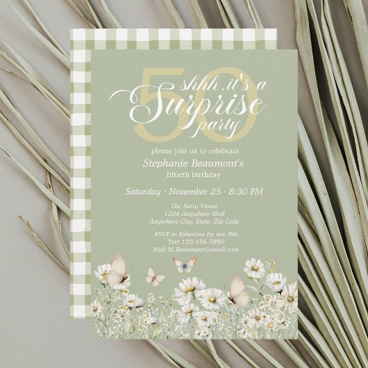 Woman's White Wildflower Verrassing 50ste verjaard Kaart