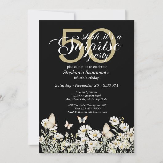 Woman's White Wildflower Verrassing 50ste verjaard Kaart (Voorkant)