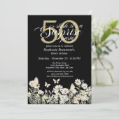 Woman's White Wildflower Verrassing 50ste verjaard Kaart (Staand voorkant)