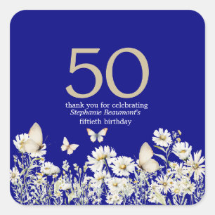 Woman's White Wildflower Verrassing 50ste verjaard Vierkante Sticker