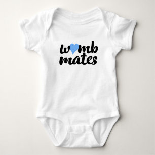 Womb Mates Blue Heart Twins Bodysuit