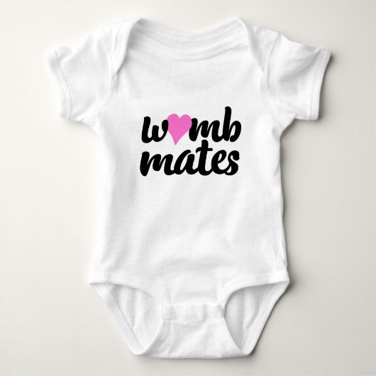 Womb Mates Pink Heart Twins Bodysuit (Voorkant)