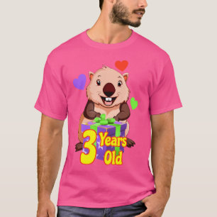 Wombat 3 jaar oud Verjaardag Wombat Australische A T-shirt