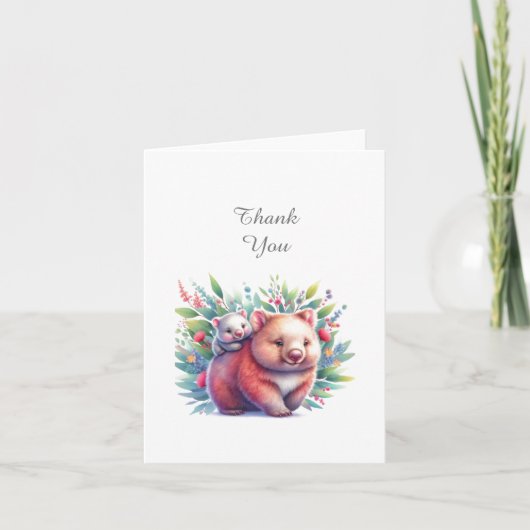 Wombat Animals Baby shower Bedankt Opmerking Kaart (Voorkant)