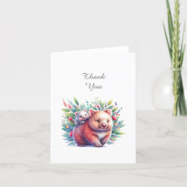 Wombat Animals Baby shower Bedankt Opmerking Kaart