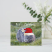 Wombat Australia Red Santa Hat Merry Kerstry Briefkaart (Staand voorkant)
