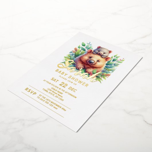 Wombat-Baby shower Folie Uitnodiging (Gedraaid)