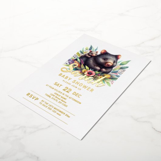 Wombat-Baby shower Folie Uitnodiging (Gedraaid)