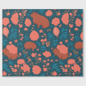 Wombat Bloemen Kleurrijke Gepersonaliseerde Patroo Cadeaupapier (Vlak)