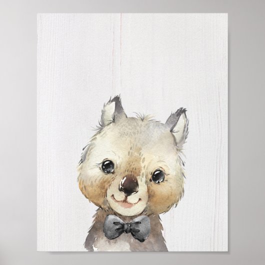 Wombat Bowtie Nursery Art Print (Voorkant)