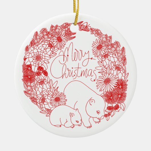 Wombat Christmas Red Keramisch Ornament (Voorkant)