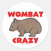 Wombat Crazy Ronde Sticker (Voorkant)