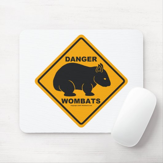 Wombat Danger Road Sign Muismat (Met muis)