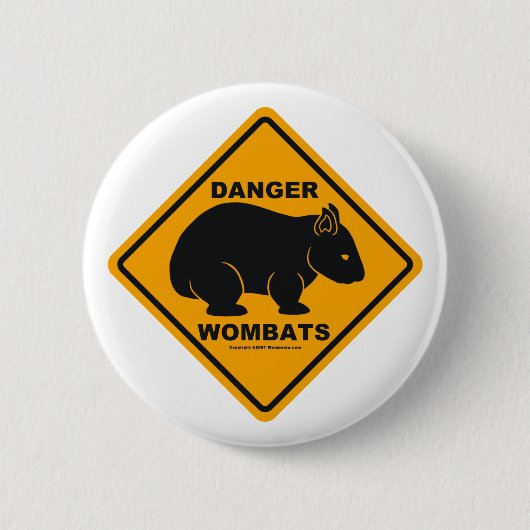 Wombat Danger Road Sign Ronde Button 5,7 Cm (Voorkant)