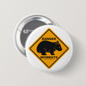 Wombat Danger Road Sign Ronde Button 5,7 Cm (Voorkant /achterkant)