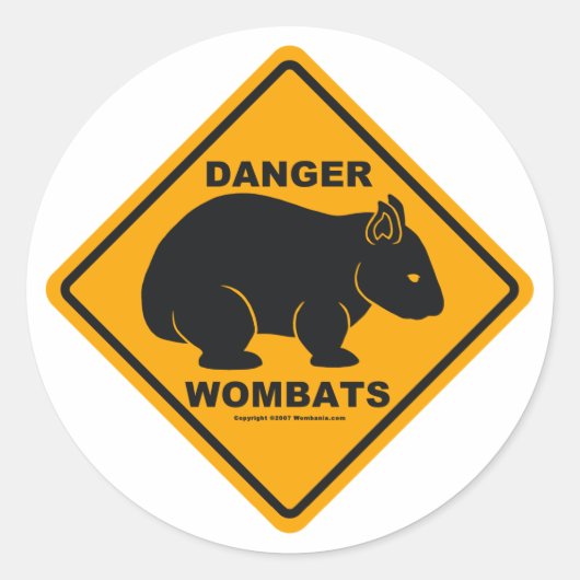 Wombat Danger Road Sign Ronde Sticker (Voorkant)