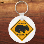 Wombat Danger Road Sign Sleutelhanger (Voorkant)