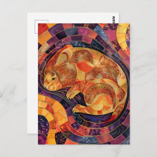 Wombat in Aboriginal Dot Art Style Briefkaart (Voorkant / Achterkant)