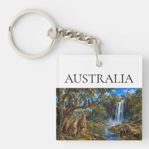 Wombat Kangoeroe Waterval Sleutelhanger