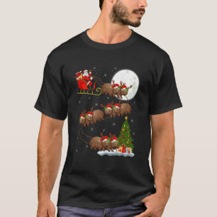 Wombat Kerstman slee vliegend grappig magisch kers T-shirt