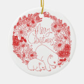 Wombat Kerstmis Rood Keramisch Ornament (Voorkant)