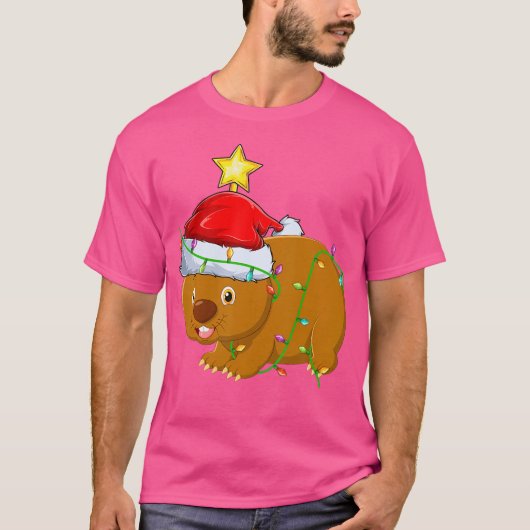 Wombat Lighting Xmas Tree Matching Wombat Christma T-shirt (Voorkant)