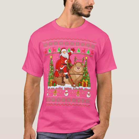 Wombat Lover Funny Ugly Santa Riding Wombat T-shirt (Voorkant)