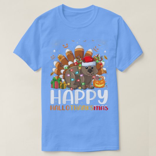 Wombat Lover Halloween Christmas Happy Hallothanks T-shirt (Design voorkant)