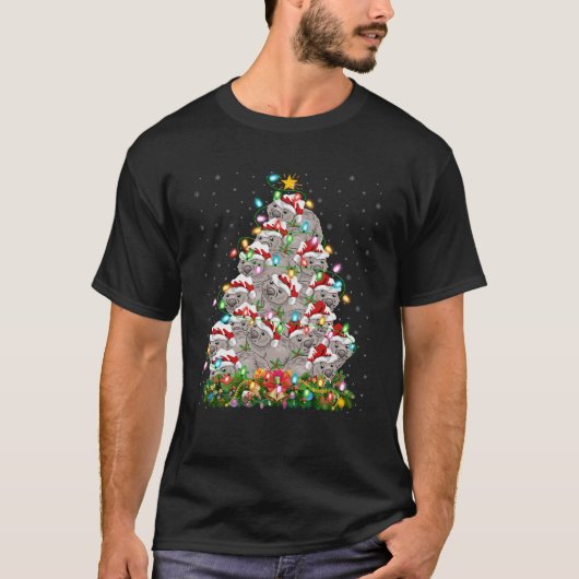 Wombat Lover Xmas Lights Santa Wombat Kerst Tr T-shirt (Voorkant)