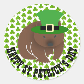 Wombat met St. Patrick's Day-thema Ronde Sticker