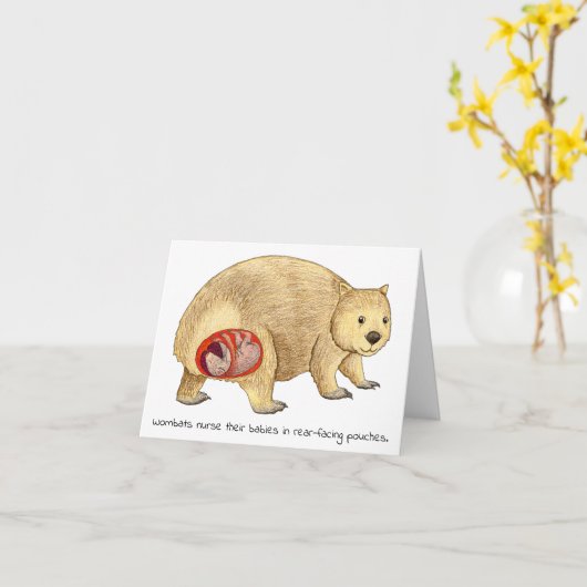 Wombat Moederdag Kaart (Gele Bloem)