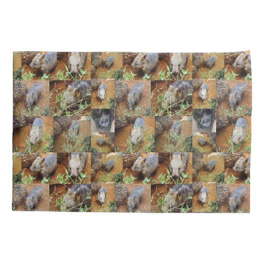 Wombat Photo Collage Kussensloop (Achterkant)