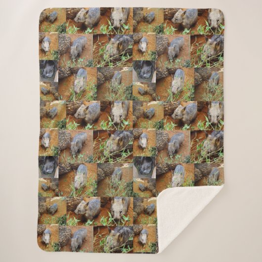 Wombat Photo Collage Sherpa Deken (Voorkant)