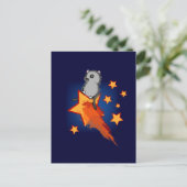 Wombat Riding a Shooting Star Briefkaart (Staand voorkant)