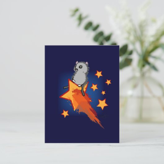 Wombat Riding a Shooting Star Briefkaart (Staand voorkant)