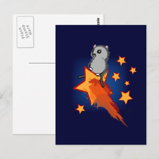 Wombat Riding a Shooting Star Briefkaart (Voorkant / Achterkant)