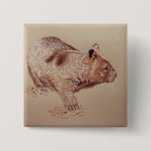 Wombat Vierkante Button 5,1 Cm (Voorkant)