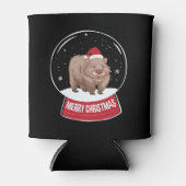 Wombat Vrolijk Kerstfeest Sneeuwbal Blikjeskoeler (Voorkant)
