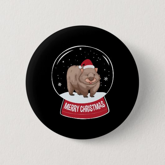 Wombat Vrolijk Kerstfeest Sneeuwbal Ronde Button 5,7 Cm (Voorkant)